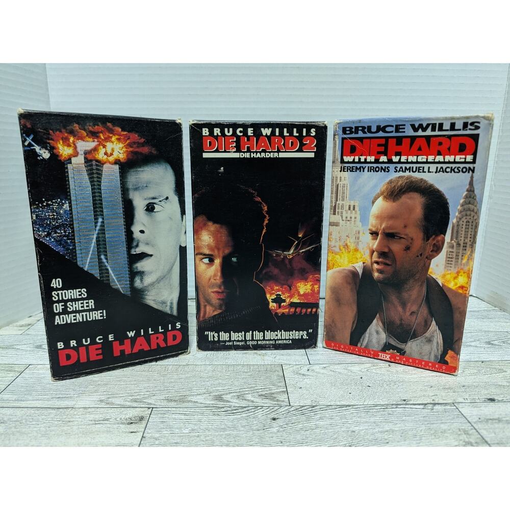 Die Hard Trilogy - 3 VHS Lot - Die Hard/ 2 Die Harder/ With A Vengeance Tapes